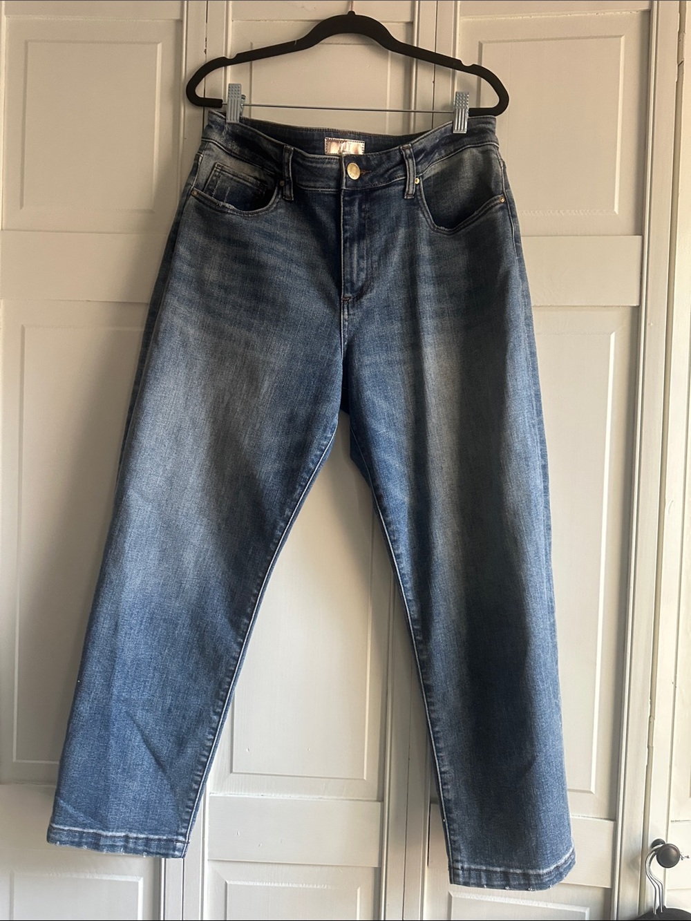 Kut from the Kloth Blue Denim Jeans with Brown Trim